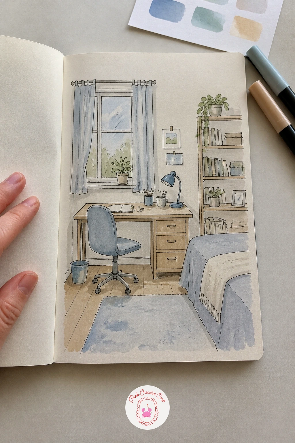 Page of My Room — Sketch a page of my room to capture where this sketchbook actually lives day to day. First page of sketchbook ideas