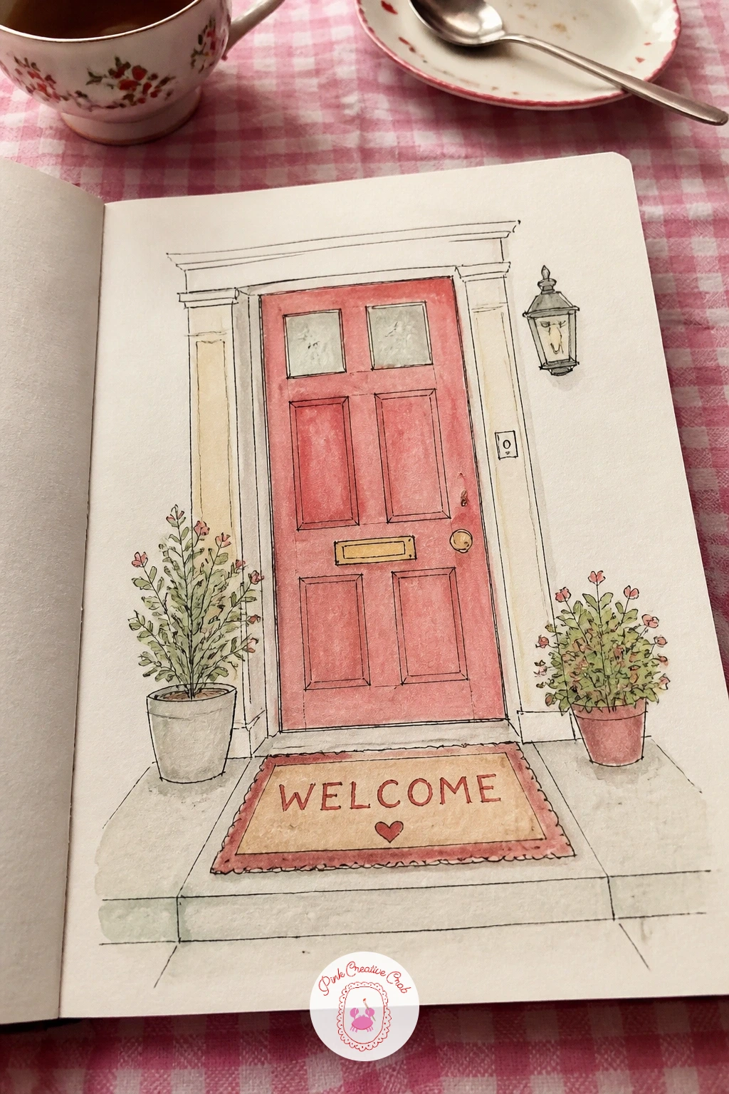 Welcome Mat and a Door — Return to the doorway idea once more with a page with a welcome mat and a door, a companion to the earlier opening door page but