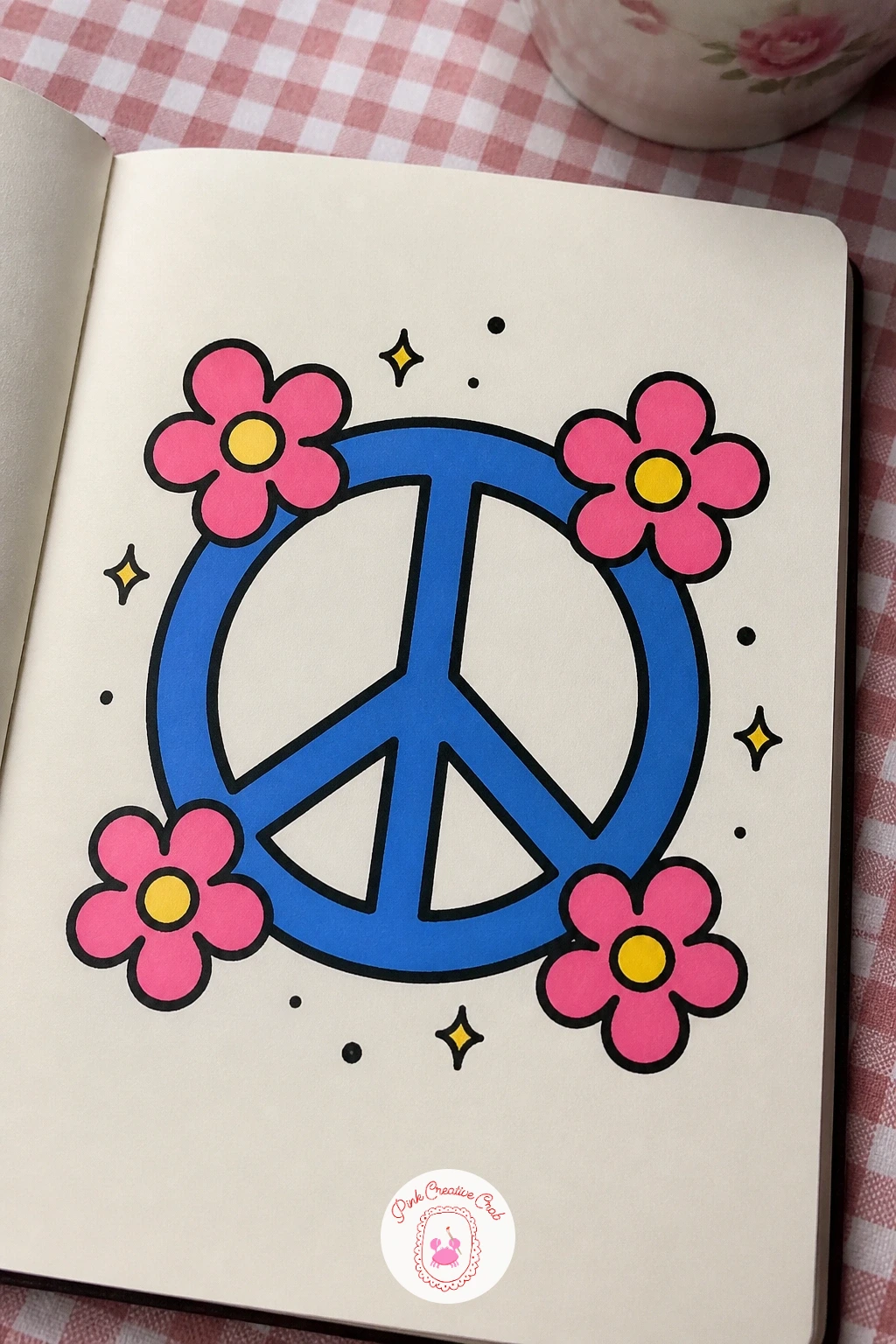 Peace Sign With Flowers — Bring back a retro favorite: a peace sign circle with small flowers growing around its edge. Posca art doodle