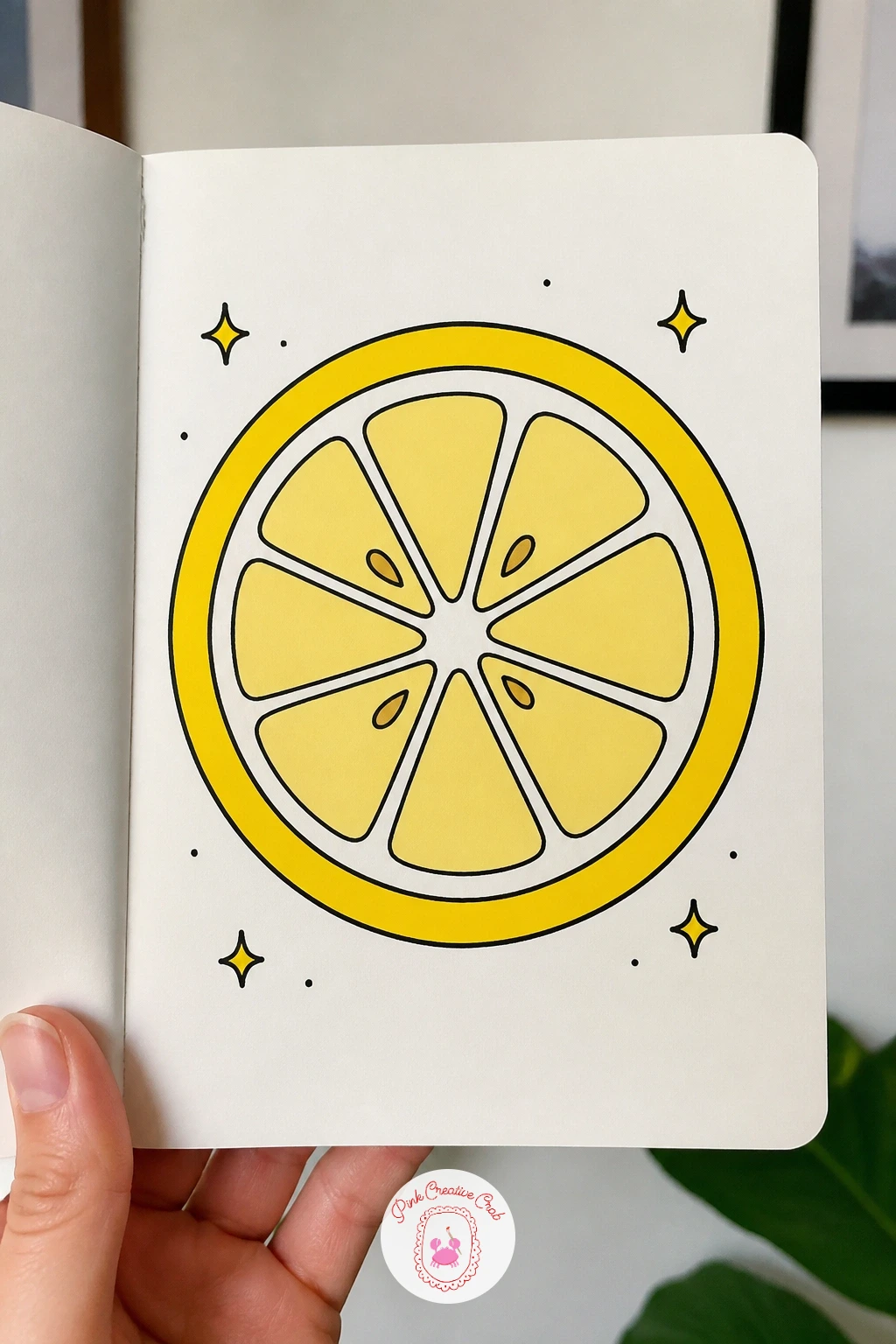 Lemon Slice — Keep the citrus bright with a single round lemon slice, seeds and segment lines included. Posca art doodle