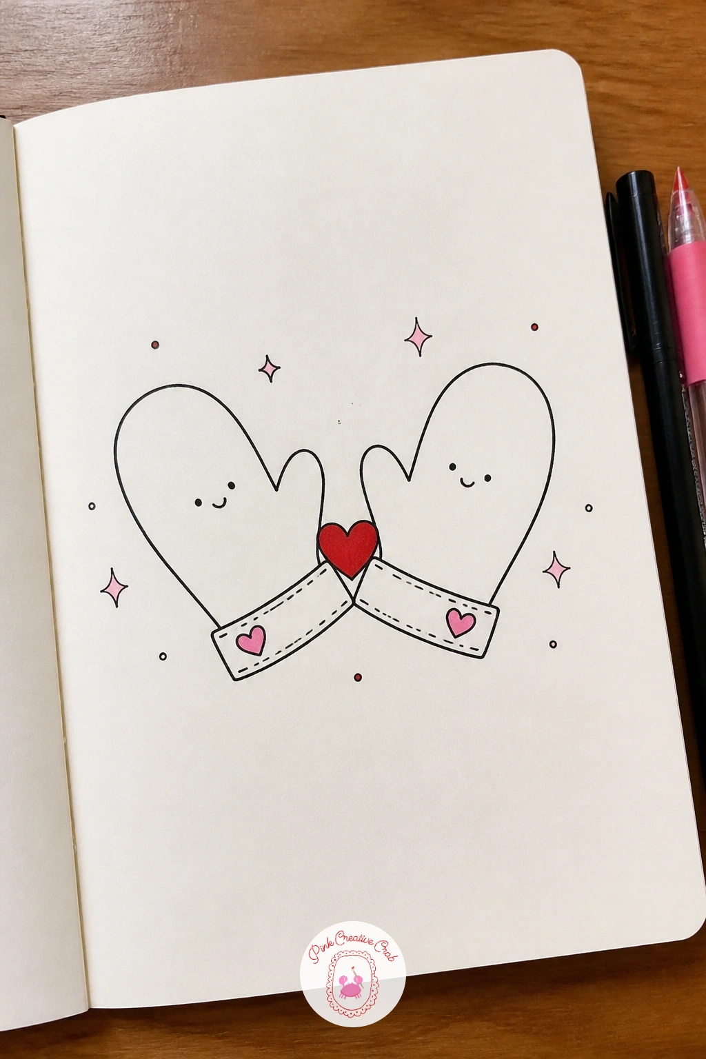 Pair of Gloves Holding Hands — Mittened or fingered, a pair of gloves reaching toward each other makes a sweet little scene with almost no complicated shapes.