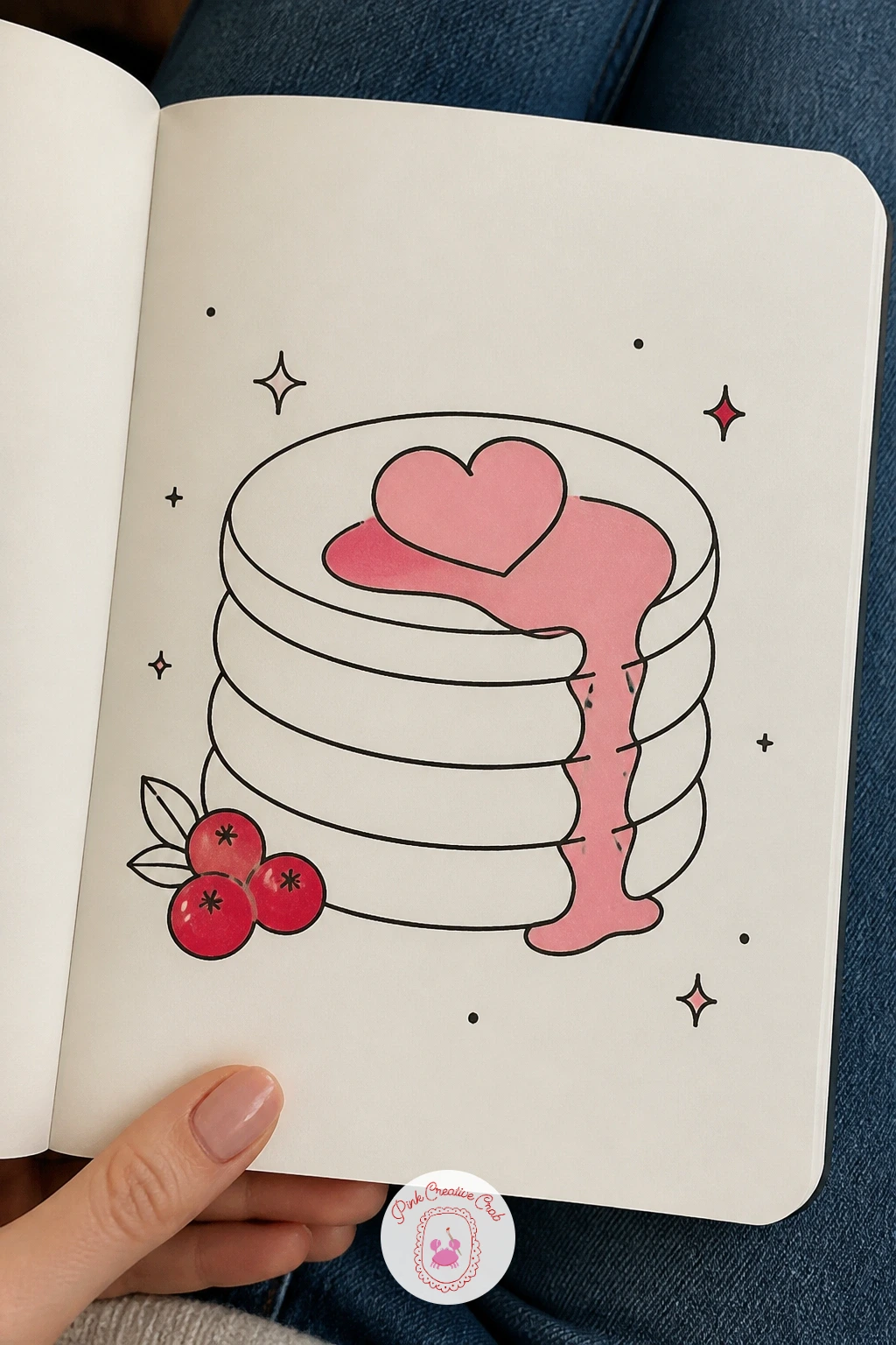 Pancake Stack With a Heart on Top — Breakfast doodles are always a crowd pleaser, and a pancake stack is just a row of flattened ovals. February doodles