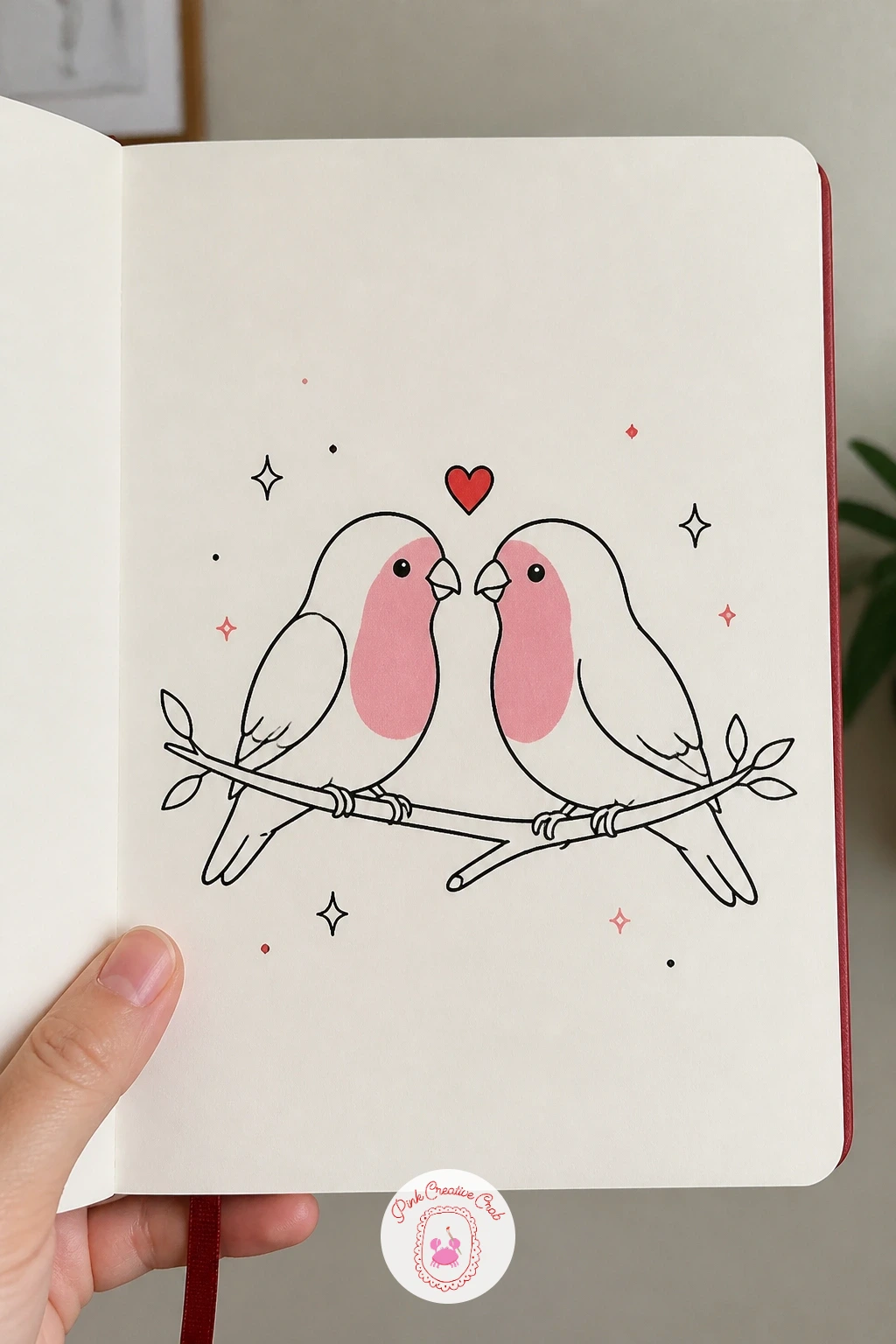 Lovebird Pair on a Branch — Lovebirds sit naturally after a mailbox scene, since both carry a little note of romance without a single heart in sight if you