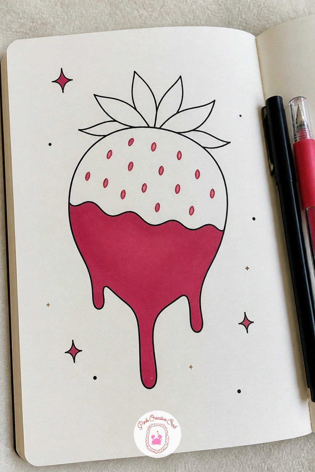 Strawberry Dipped in Chocolate — After a full figure, reward yourself with something small and fast. February doodles