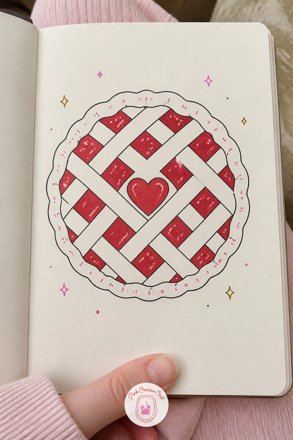 Cherry Pie With a Lattice Heart — Pie is a satisfying one to finish because the lattice pattern looks far more complicated than it actually is. February doodles