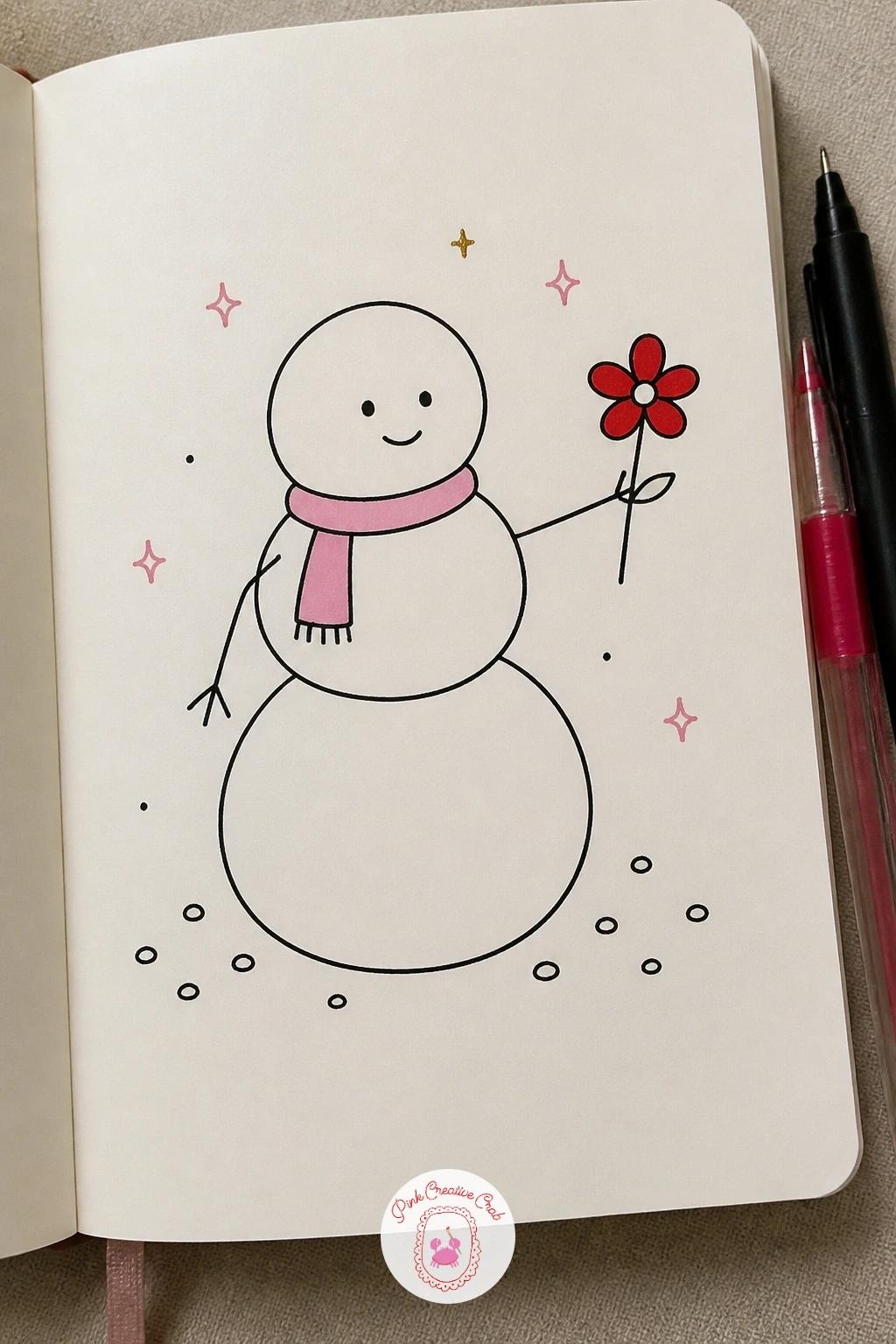 Snowman Giving a Flower — Bring back a classic winter character with a small twist: a snowman holding out a single flower instead of the usual broom or carrot