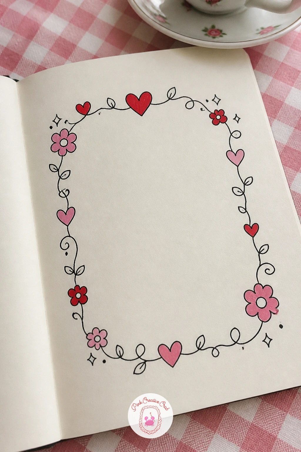 Thank You Note With a Doodled Frame — A thank you note gives you a reason to practise lettering and border work together on one small page. February doodles