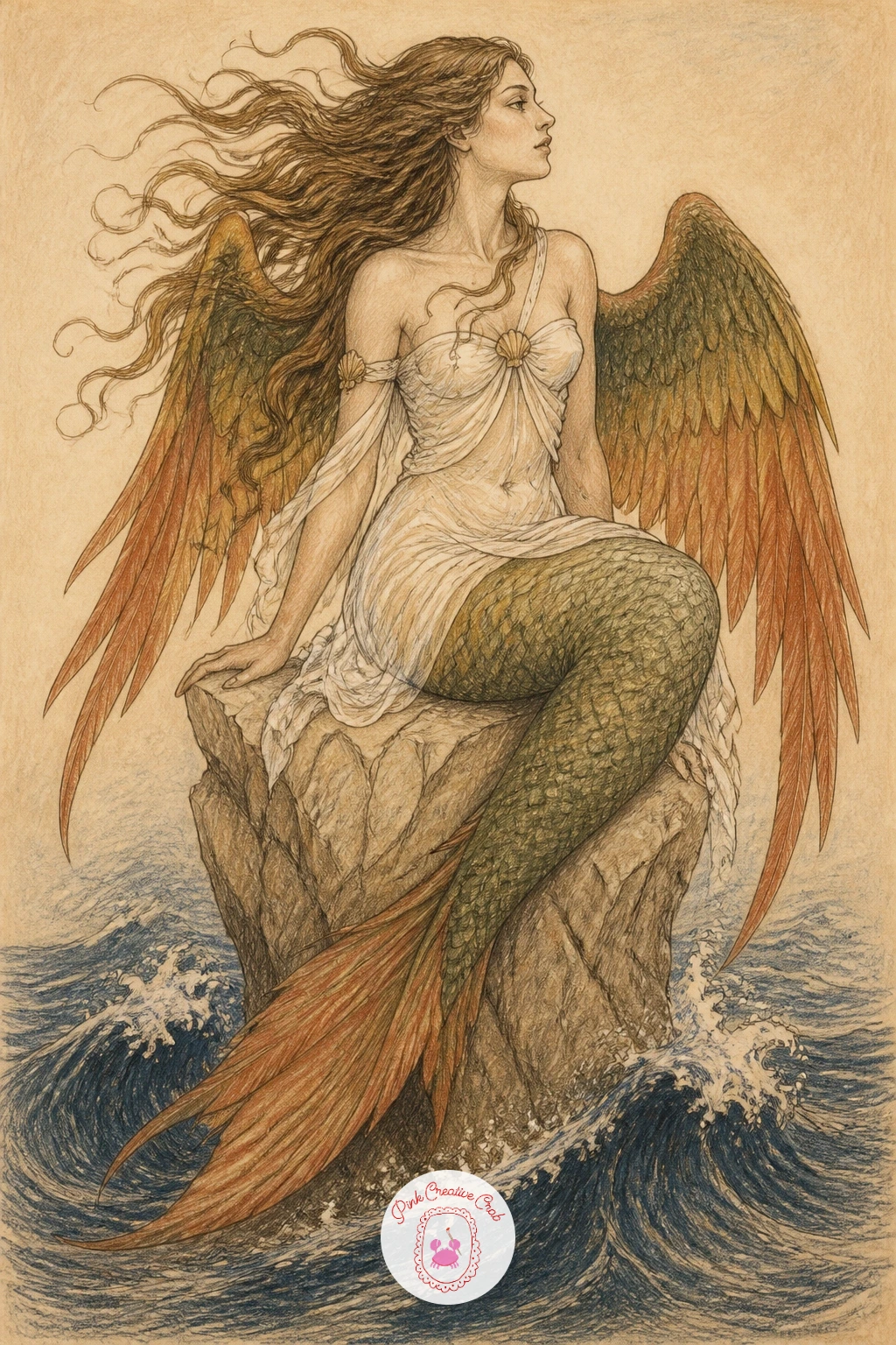 A Siren on a Rock — Keep the sea theme going with a siren seated on a rock, her lower half trailing into wings or a tail depending on which version of her myth