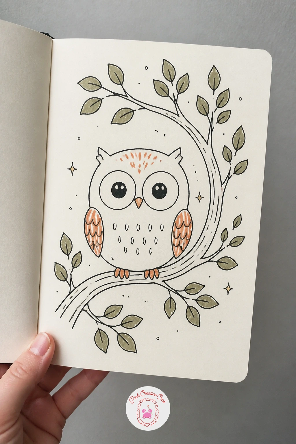 Owl in a Tree — Does the owl look awake or sleepy, is the question that shapes this whole drawing. Nature doodles