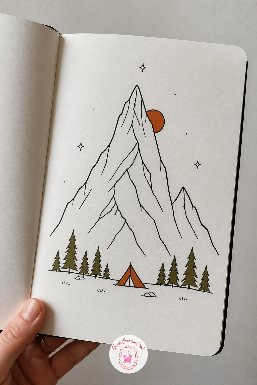 Mountain With a Tent Below — Scale comparison keeps this one honest: a mountain with a tent below only reads correctly if the tent stays tiny against the peak