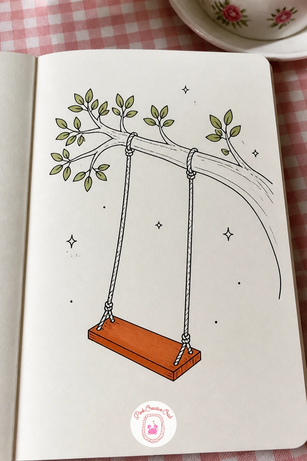 Tree Swing — From water back to land, a tree swing asks for a careful look at how rope hangs under weight: both ropes should curve very slightly inward toward