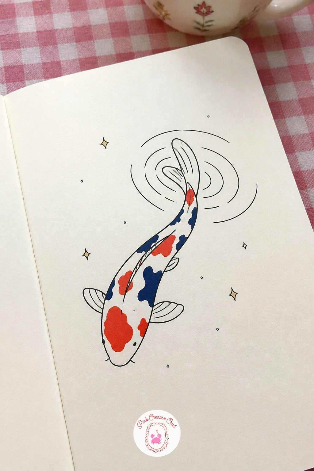 Koi Resting in a Pond — Move from solid objects to something with a bit of movement for the koi. Japanese doodles
