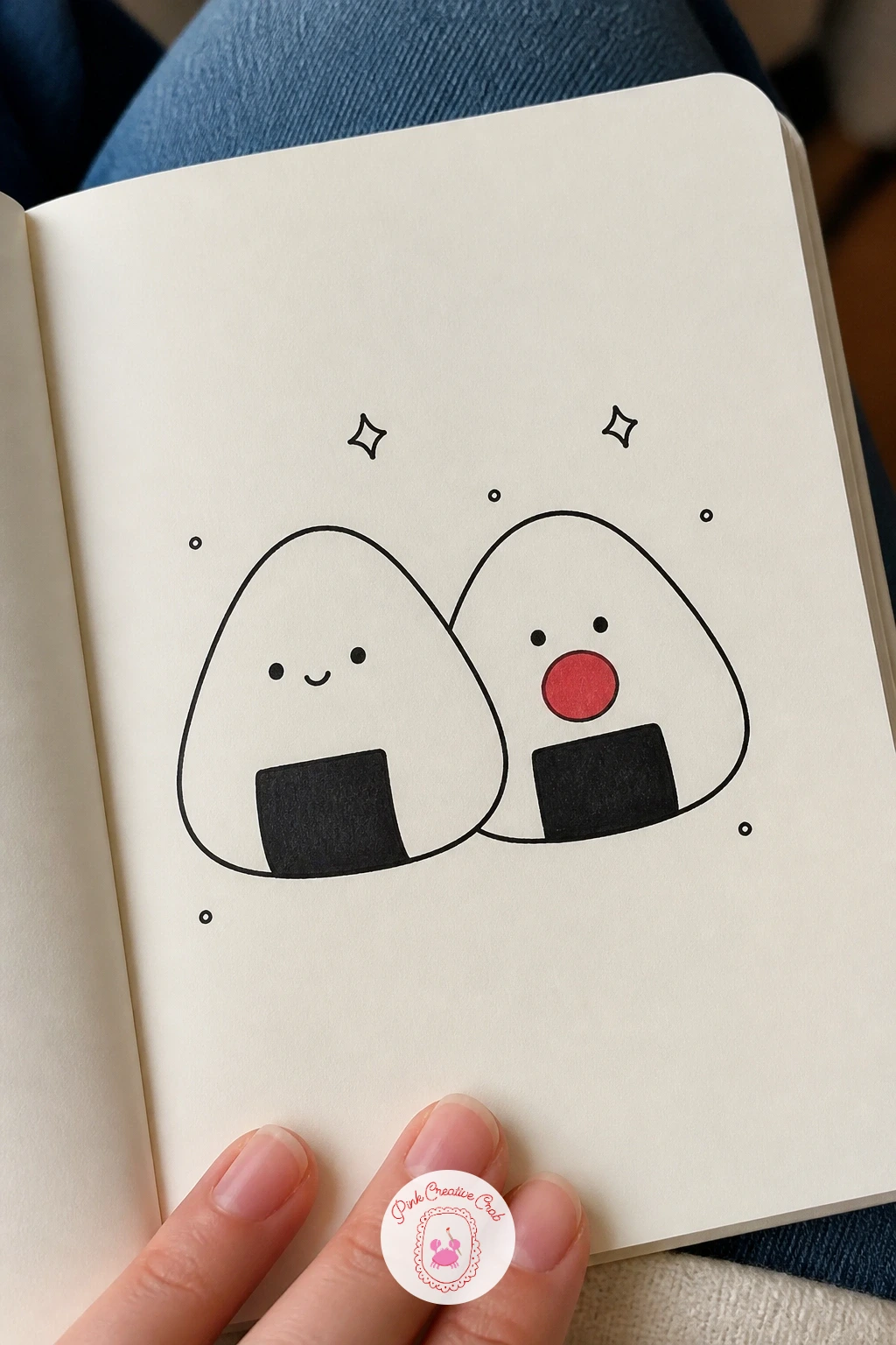 Pair of Onigiri — Return to food with onigiri, which are two simple triangles leaning against each other. Japanese doodles