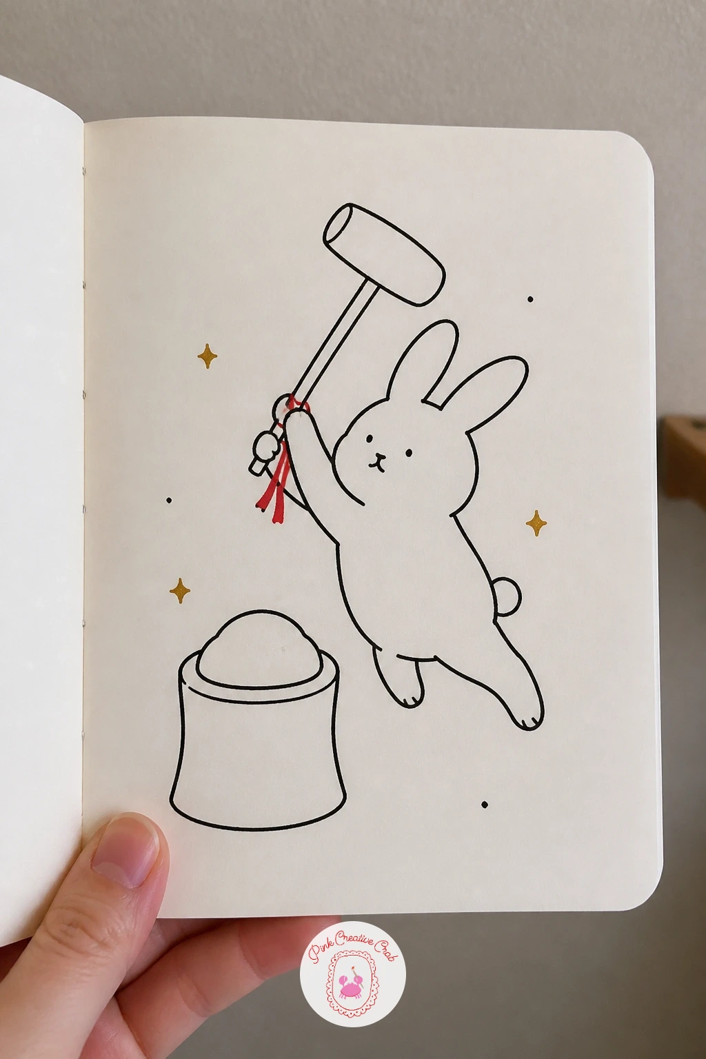 Rabbit Pounding Mochi — This is the first doodle on the list with real action in it, so think about the pose before you ink anything: draw the rabbit