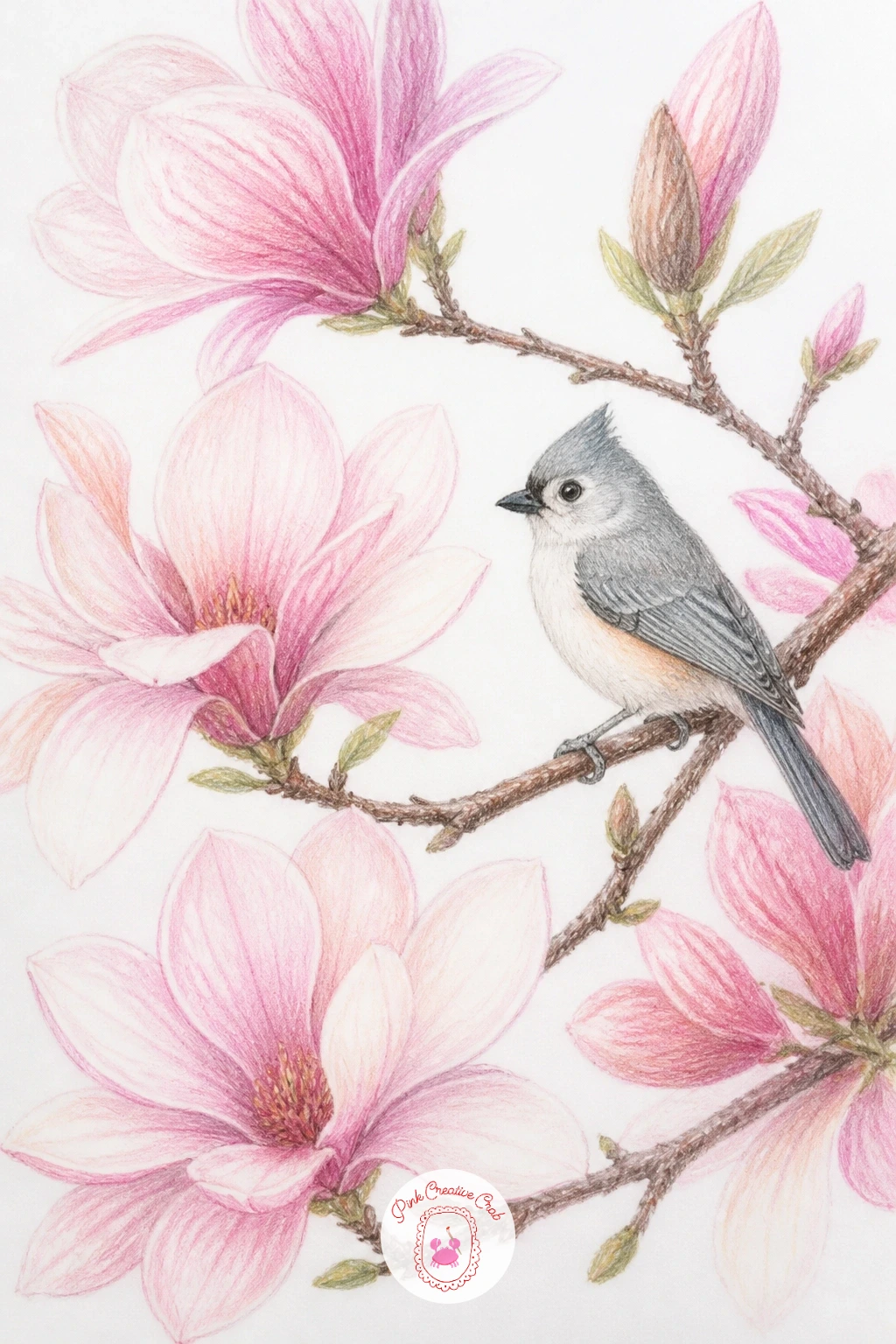 Bird on a Magnolia Branch — Perching birds live or die on proportion, so compare the bird's body length to the thickness of the branch beneath its feet before