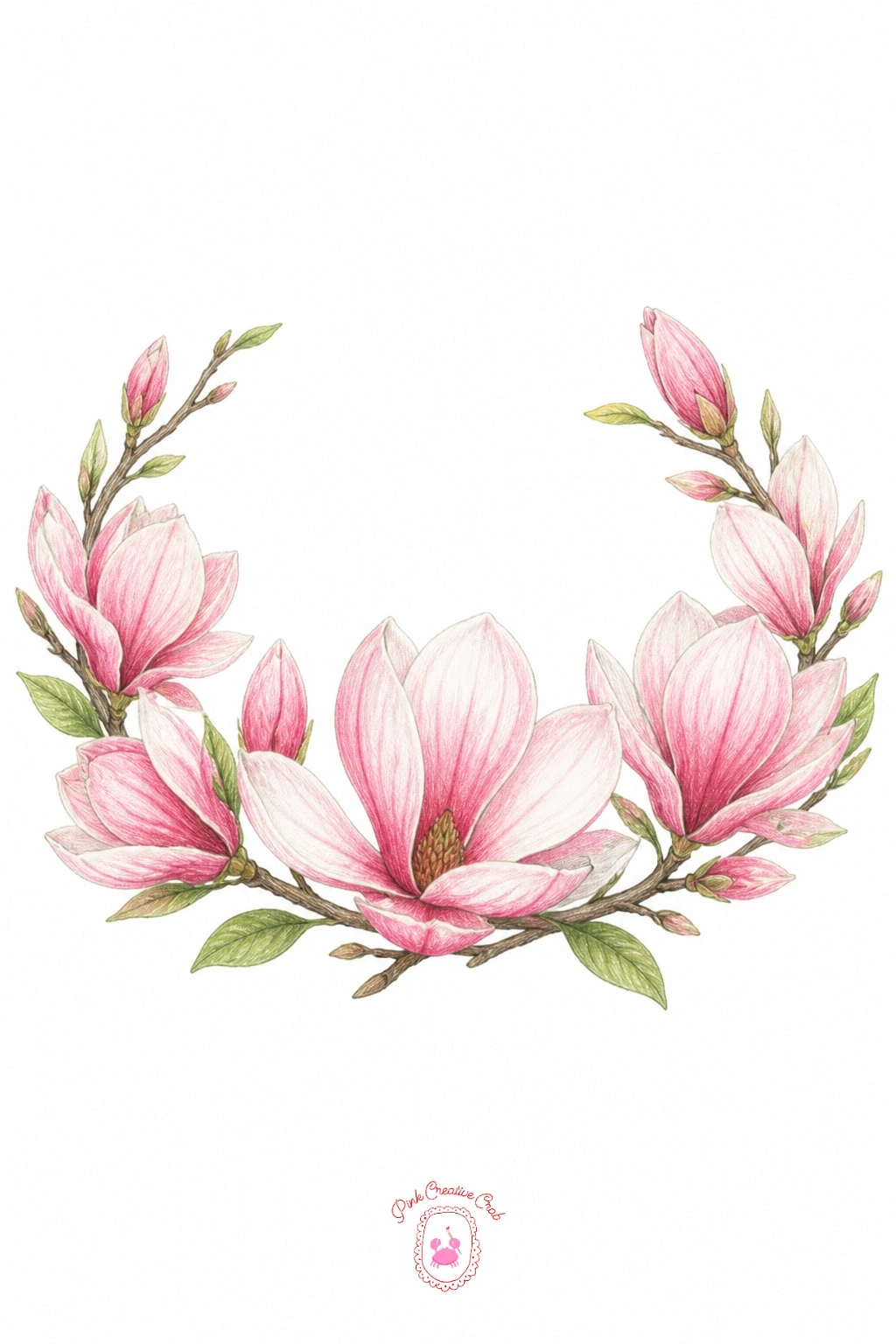 Magnolia Crown — Build a delicate flower crown by thinking of it as a wreath designed to curve around a head rather than lie flat, so sketch a gentle arch