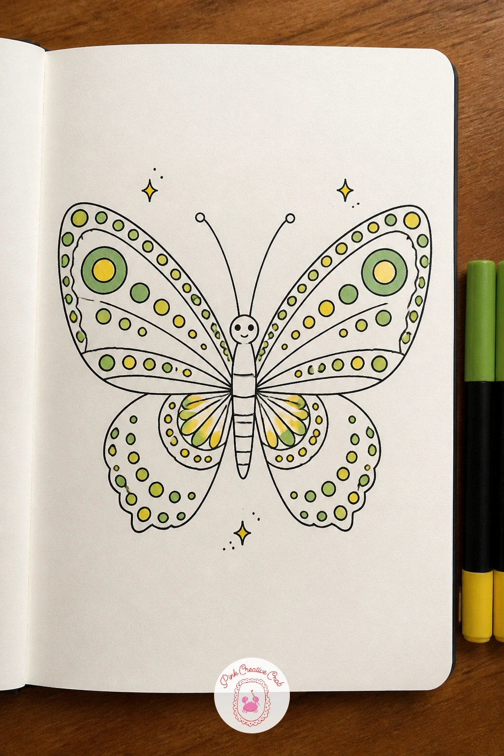 Butterfly Drying Its Wings — Bring in some fresh symmetry with a butterfly resting with wings spread wide, drying them in early spring sun. March doodles