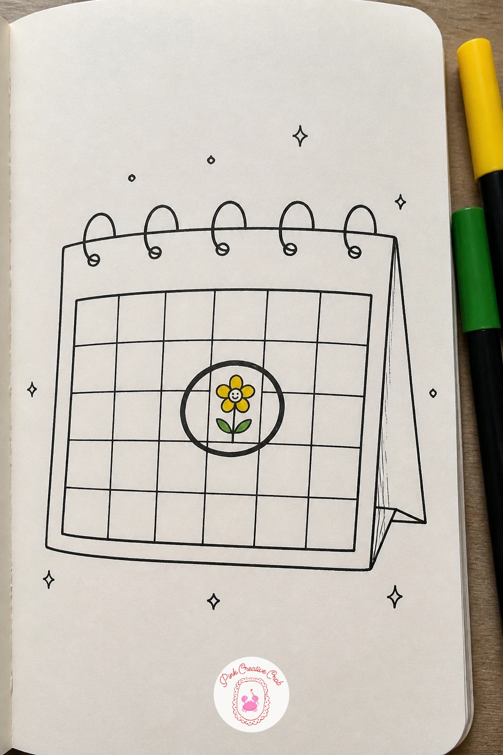 Calendar With the First Day of Spring Circled — Settle into something more structural with a small calendar page, a simple grid of squares with one date