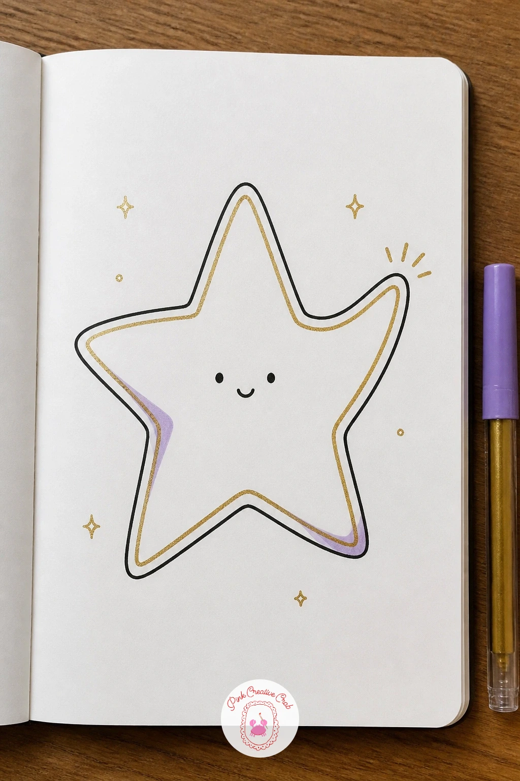 Star With A Tiny Face Waving — Following on from the sleepy moon, give a star some personality too. Celestial doodles