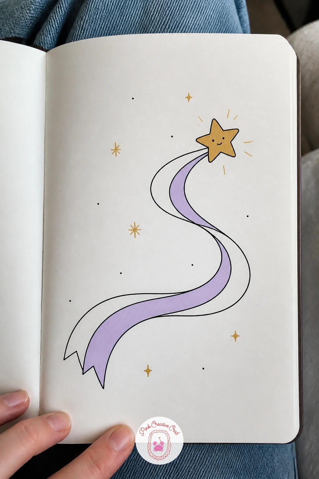 Shooting Star With A Ribbon Tail — Speed shows up nicely once you understand where the eye lands first on a page: it goes to the brightest, boldest mark, so