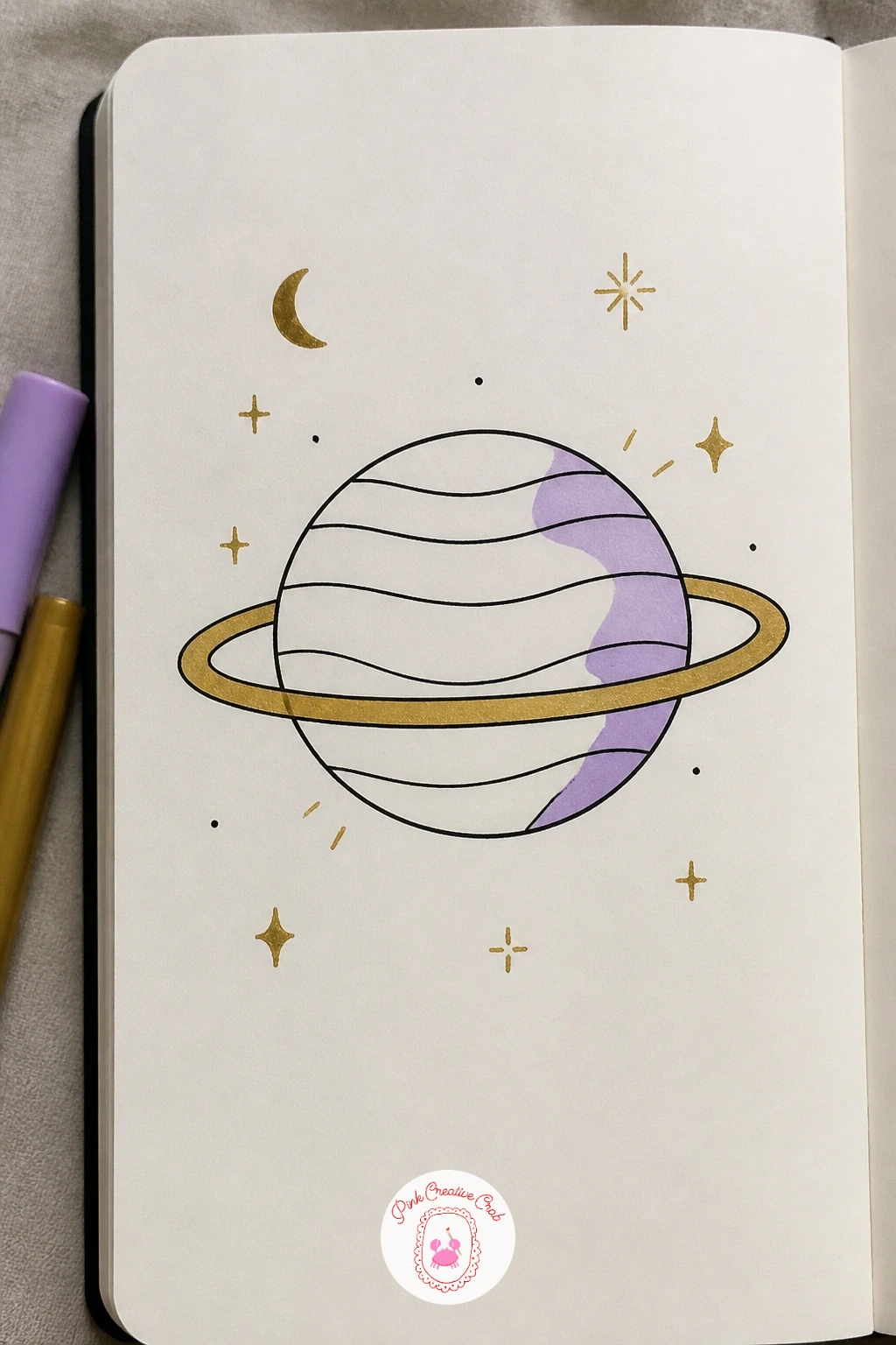 Planet With A Ring Like A Hula Hoop — Circles are harder to get right than they look, so use a small coin or bottle cap to trace a clean sphere for your planet
