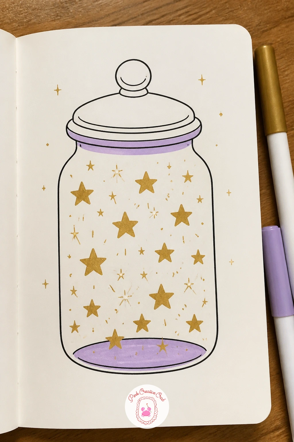 Jar Full Of Stars — Move from sky shapes to an object for a change of pace: a simple glass jar, drawn with a slightly wider base and a narrower neck, with a
