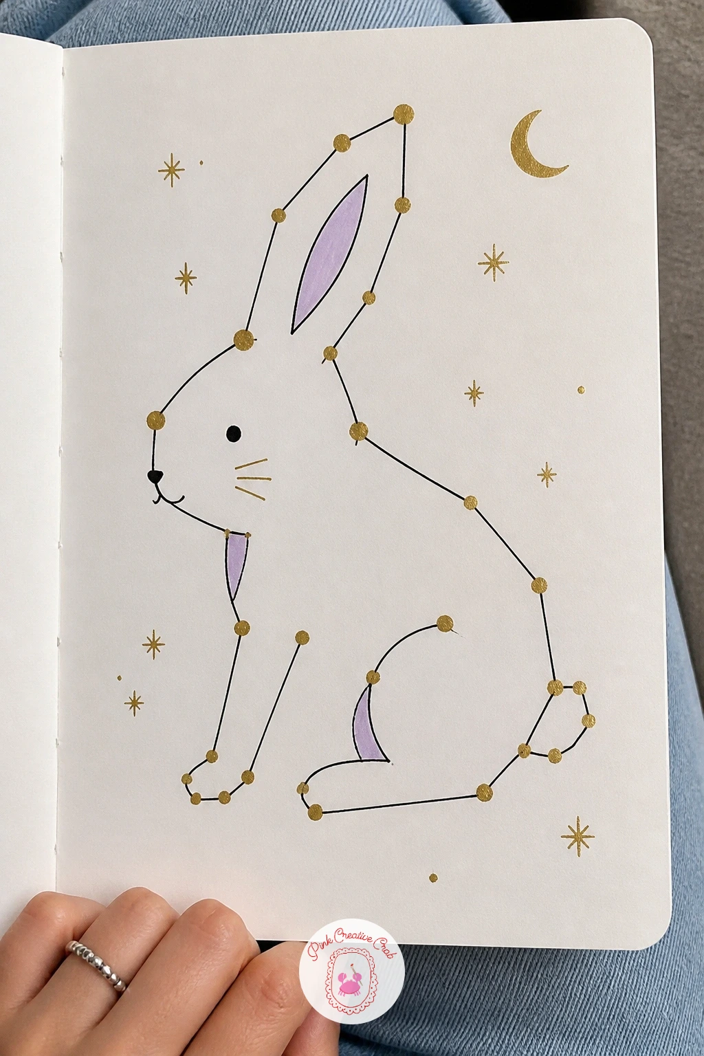 Constellation Drawn As A Bunny — Try a constellation next, but instead of real stars, invent your own shape out of dots and lines. Celestial doodles