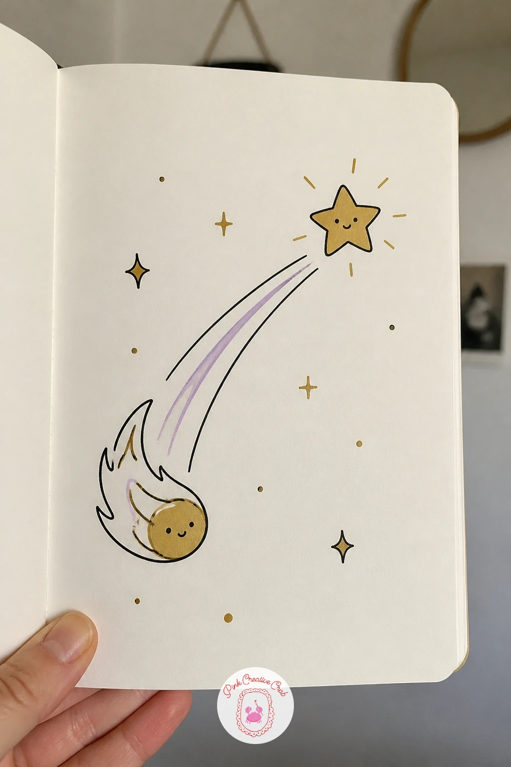 Comet Chasing A Star — Building on the shooting star idea from earlier, this one adds a sense of movement between two separate shapes instead of just one