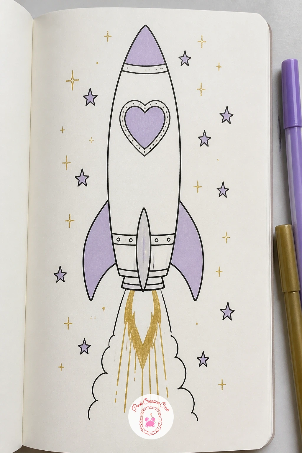 Rocket With A Heart Window — Switch to a sturdier subject here, since a rocket needs cleaner, straighter lines than the soft curvy shapes before it. Celestial
