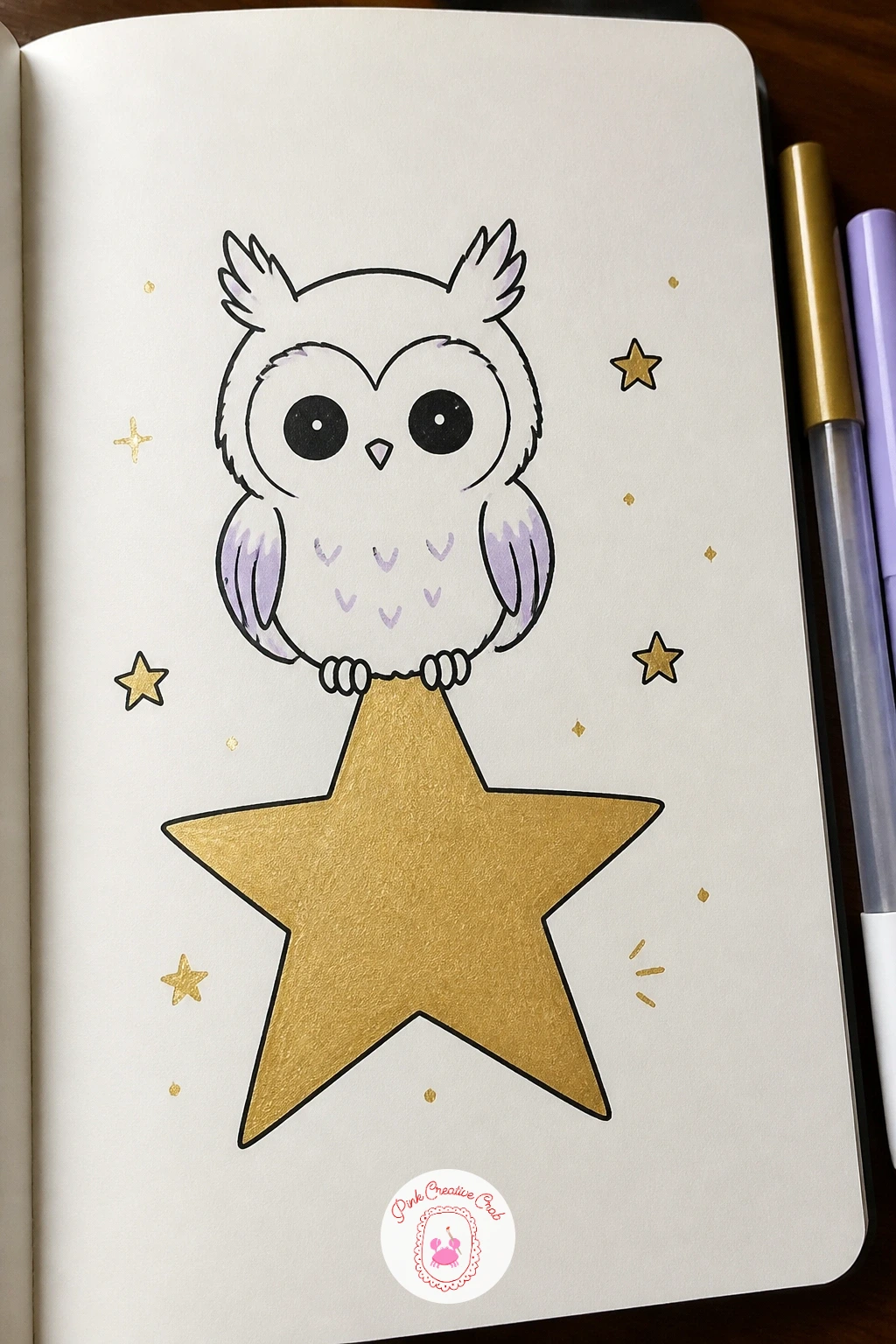 Owl On A Star — Perch a small owl on a solid shape for this one, since drawing a bird balanced on something gives the whole doodle a clear sense of where it is