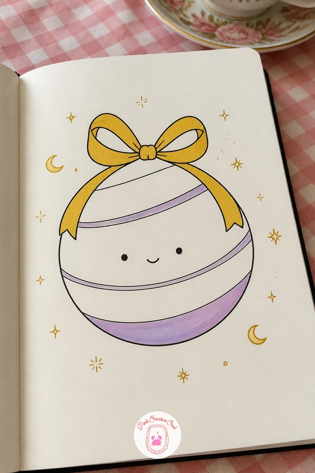 Planet With A Bow — Return to a round planet shape, but dress it up differently from the hula hoop ring earlier. Celestial doodles