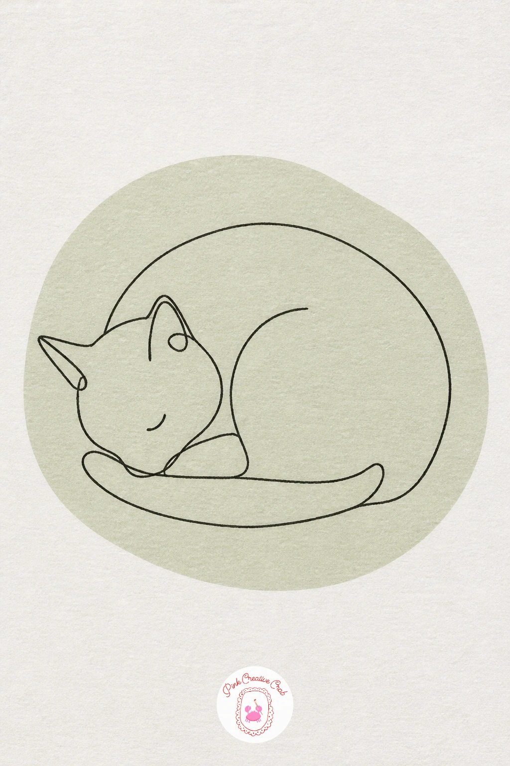 Cat Curled Up — Move from faces to a cat curled into a sleeping spiral, a shape that loves the one line technique because cats fold into circles so naturally.