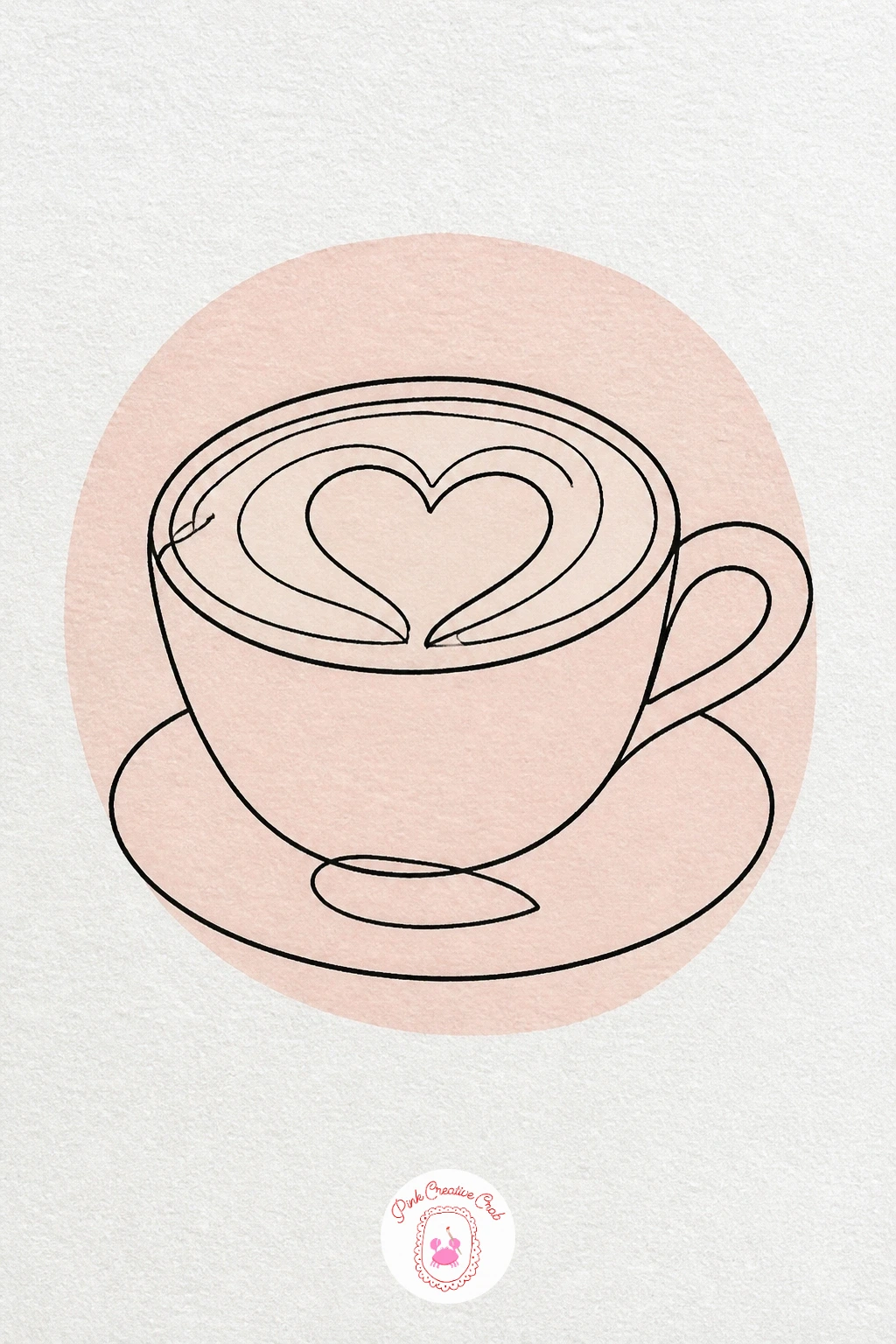 Latte with a Heart — Switch to something smaller and sillier after the hand: a latte with a heart drawn into the foam. One line drawing