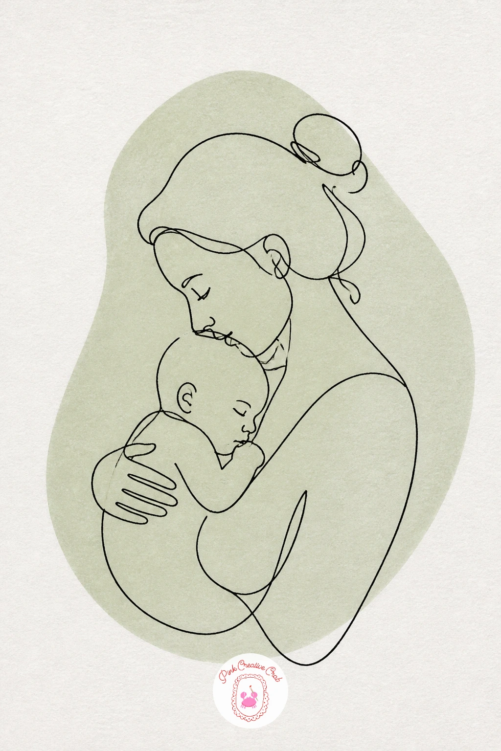 Mother and Baby — Build on the softness of the latte with a quieter, more tender subject: a mother holding her baby close. One line drawing