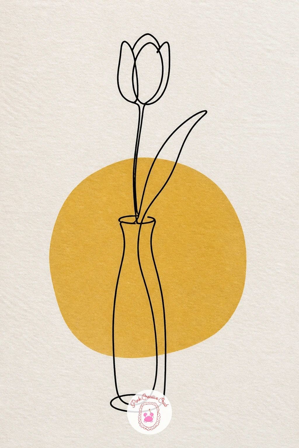 Tulip in a Vase — Rest your hand with something simpler next: a single tulip standing in a narrow vase. One line drawing