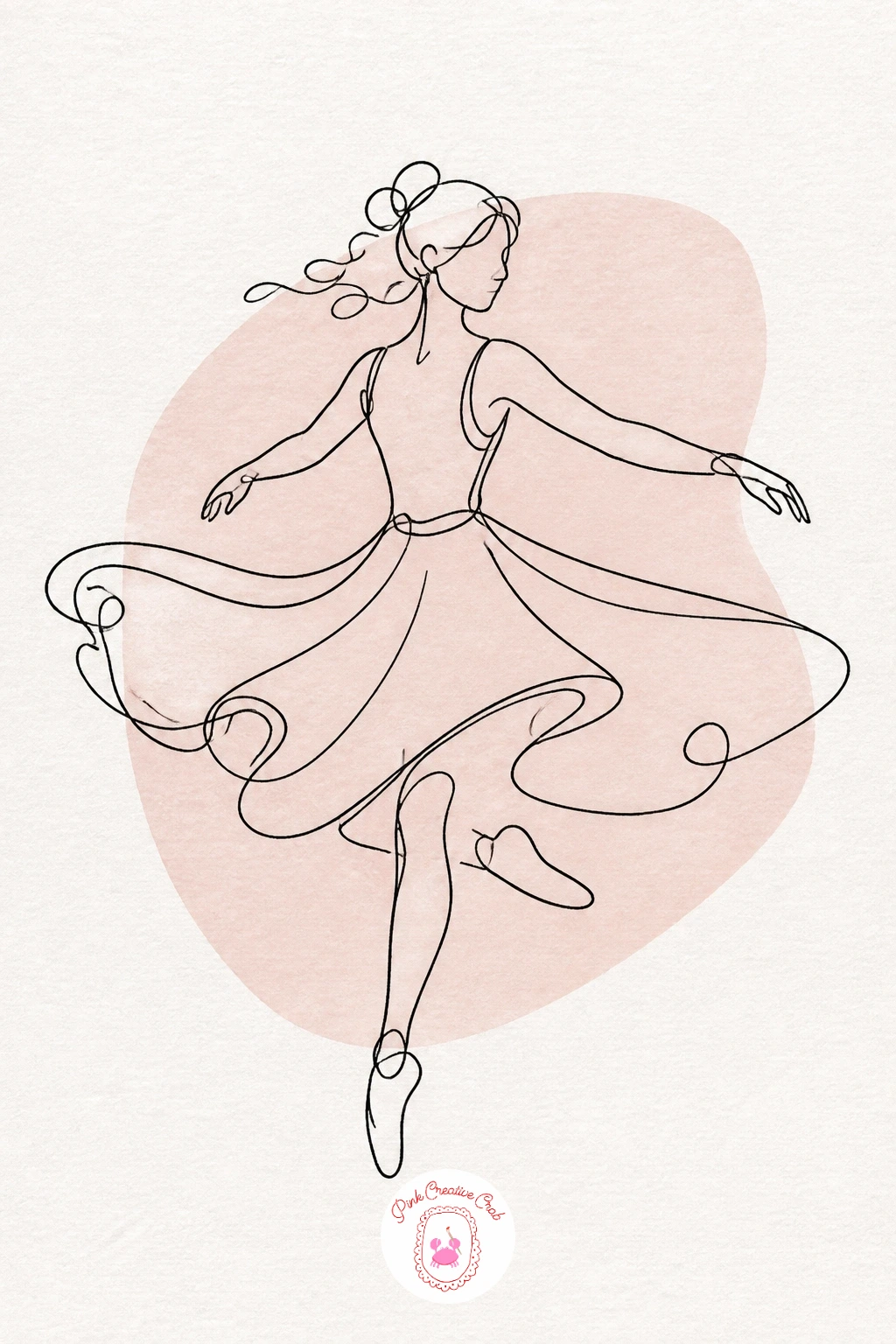 Dancer Mid-Twirl — Pick up the pace with a dancer caught mid-twirl, her skirt flaring out to one side. One line drawing