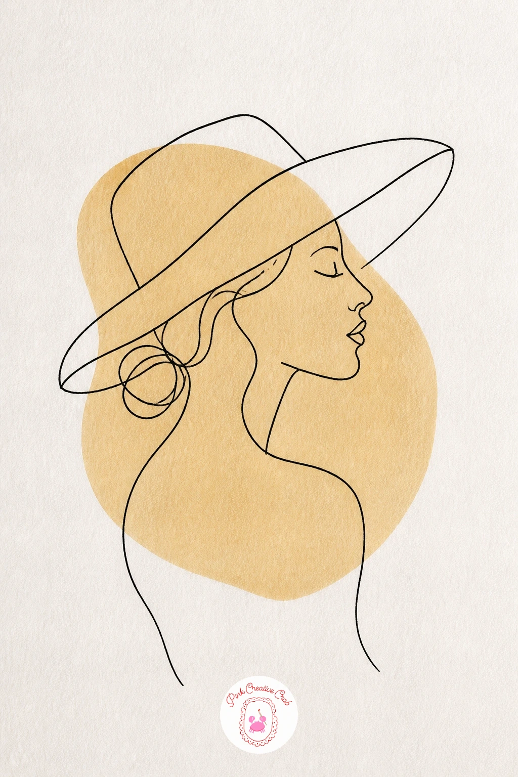Woman with a Hat — Return to a face for this one, but add a wide brimmed hat to keep things interesting after the bicycle's straight lines. One line drawing