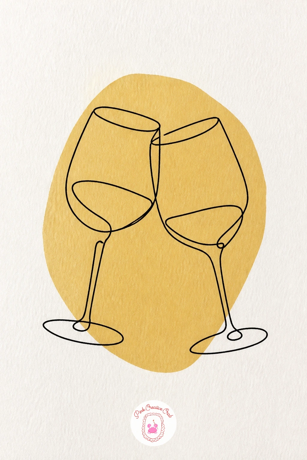 Wine Glass Pair — Shift to objects again with a pair of wine glasses leaning slightly toward each other. One line drawing
