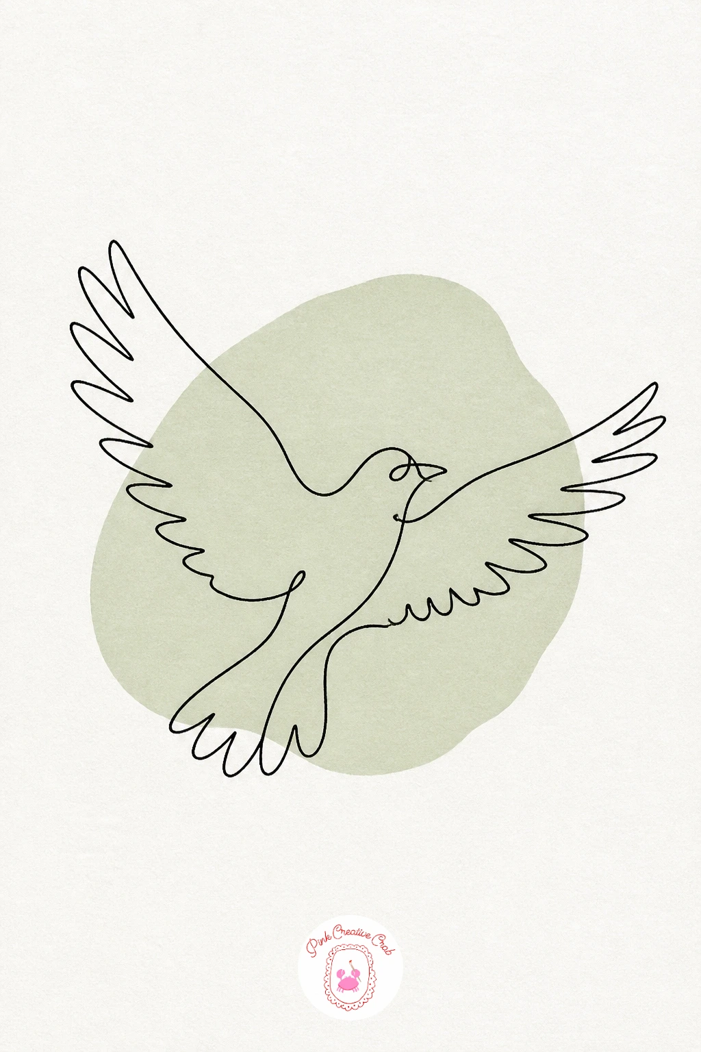 Bird in Flight — Lift the mood with a bird caught mid flight, wings spread wide on either side of its small body. One line drawing