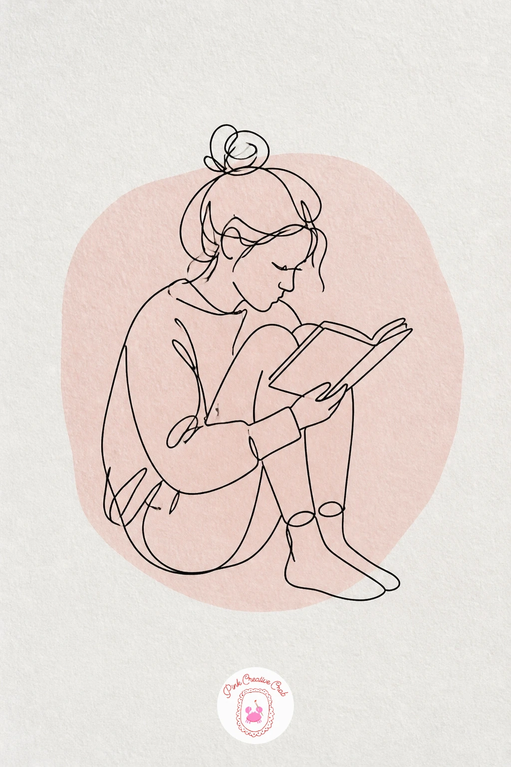 Girl Reading — Settle back into a figure with a girl curled up reading a book. One line drawing