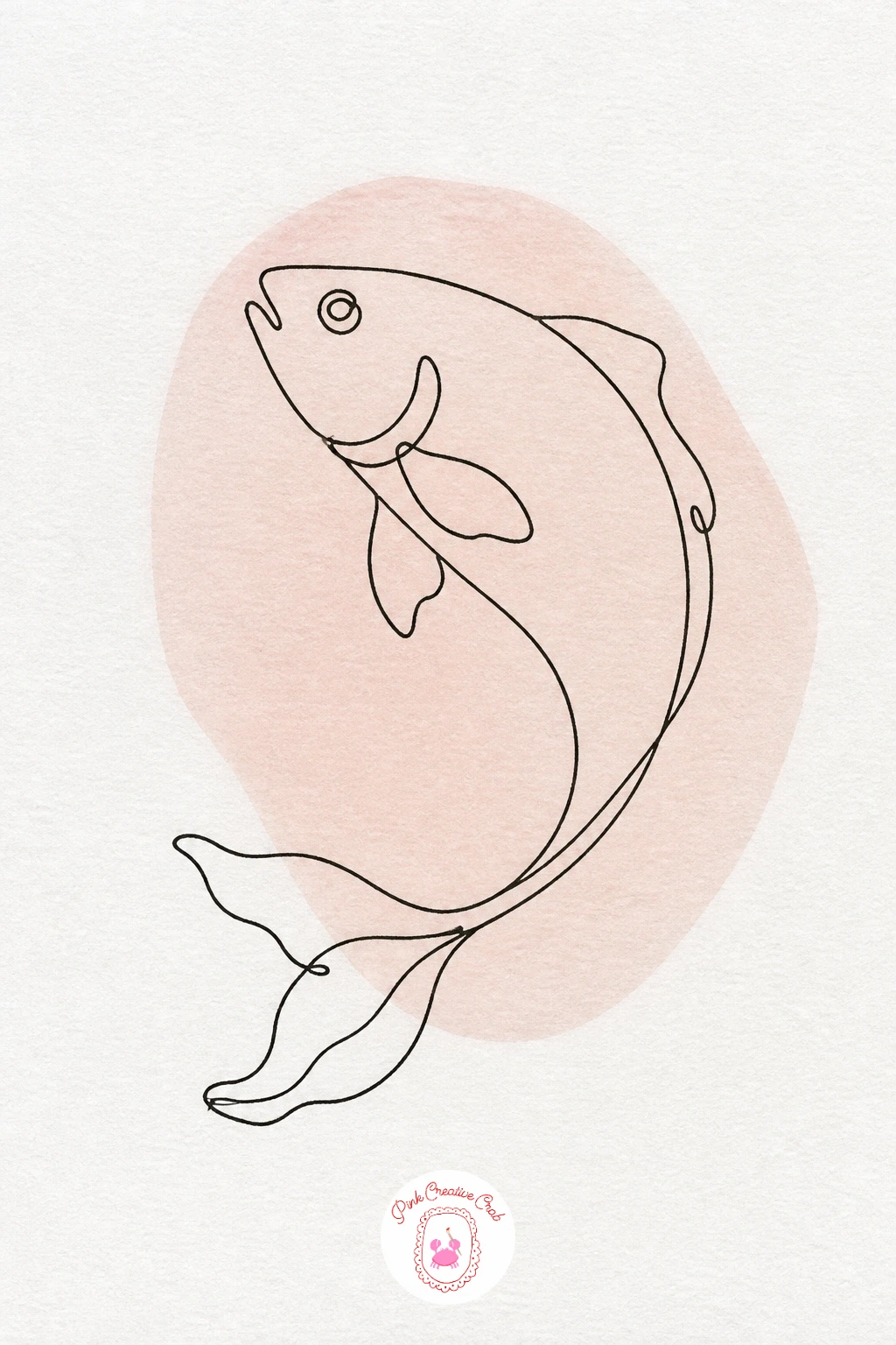 Fish — Swim back into something playful with a single fish, body curved and tail flicked to one side. One line drawing