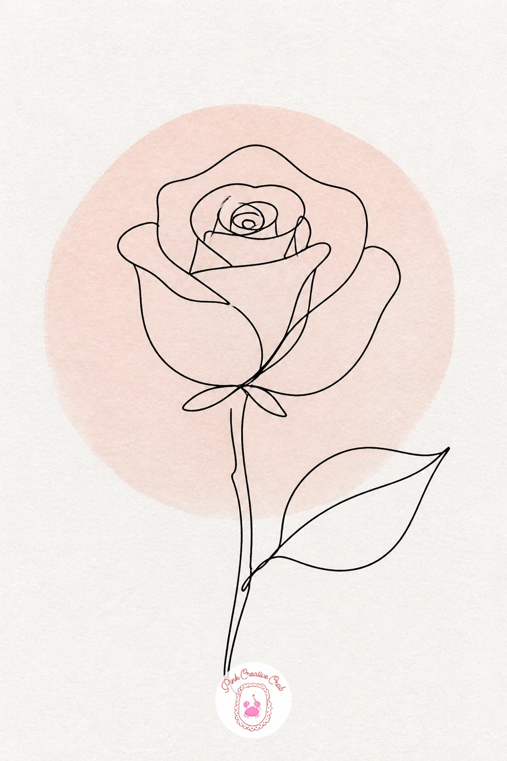 Rose — Return to flowers with a rose, its petals spiraling in from the outer edge toward a tight center. One line drawing