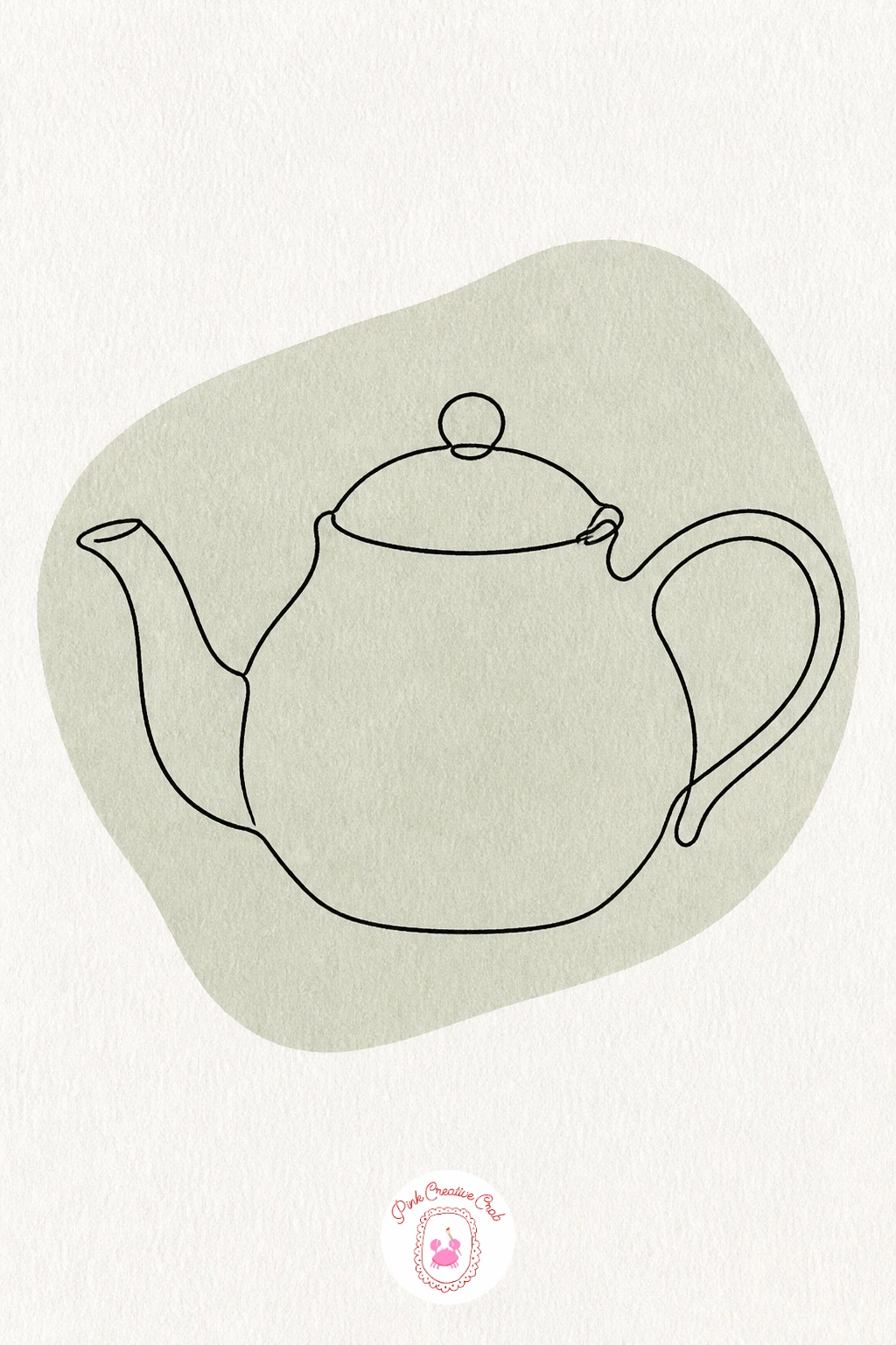 Teapot — Pour a little whimsy into a teapot, spout and handle balanced on either side of a round body. One line drawing