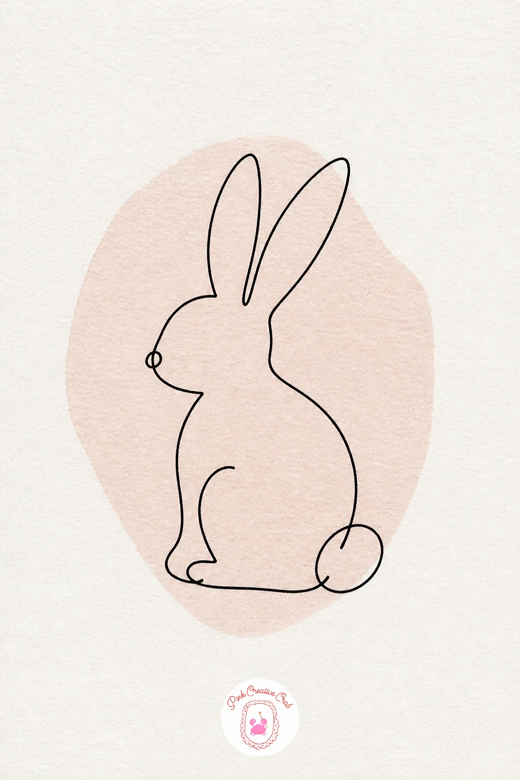 Bunny — Soften things again with a small bunny, ears tall and tail tucked in a round pom. One line drawing