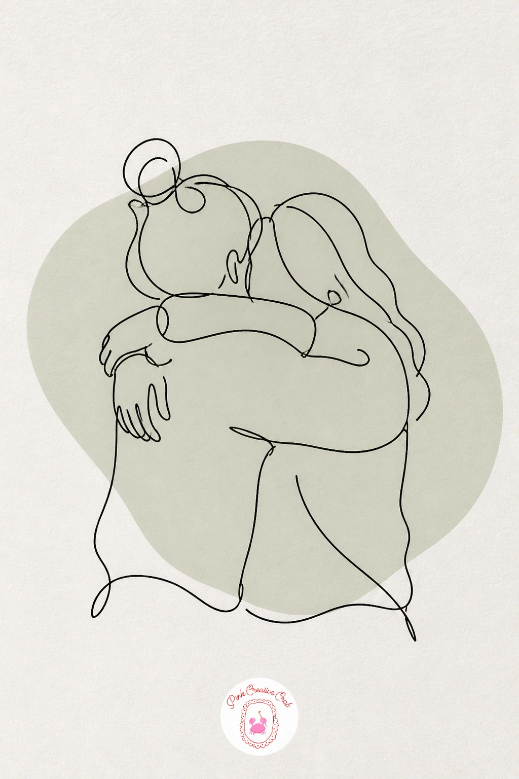 Hug Between Friends — Bring two figures together again, this time with a hug between friends, arms wrapped around each other's shoulders. One line drawing
