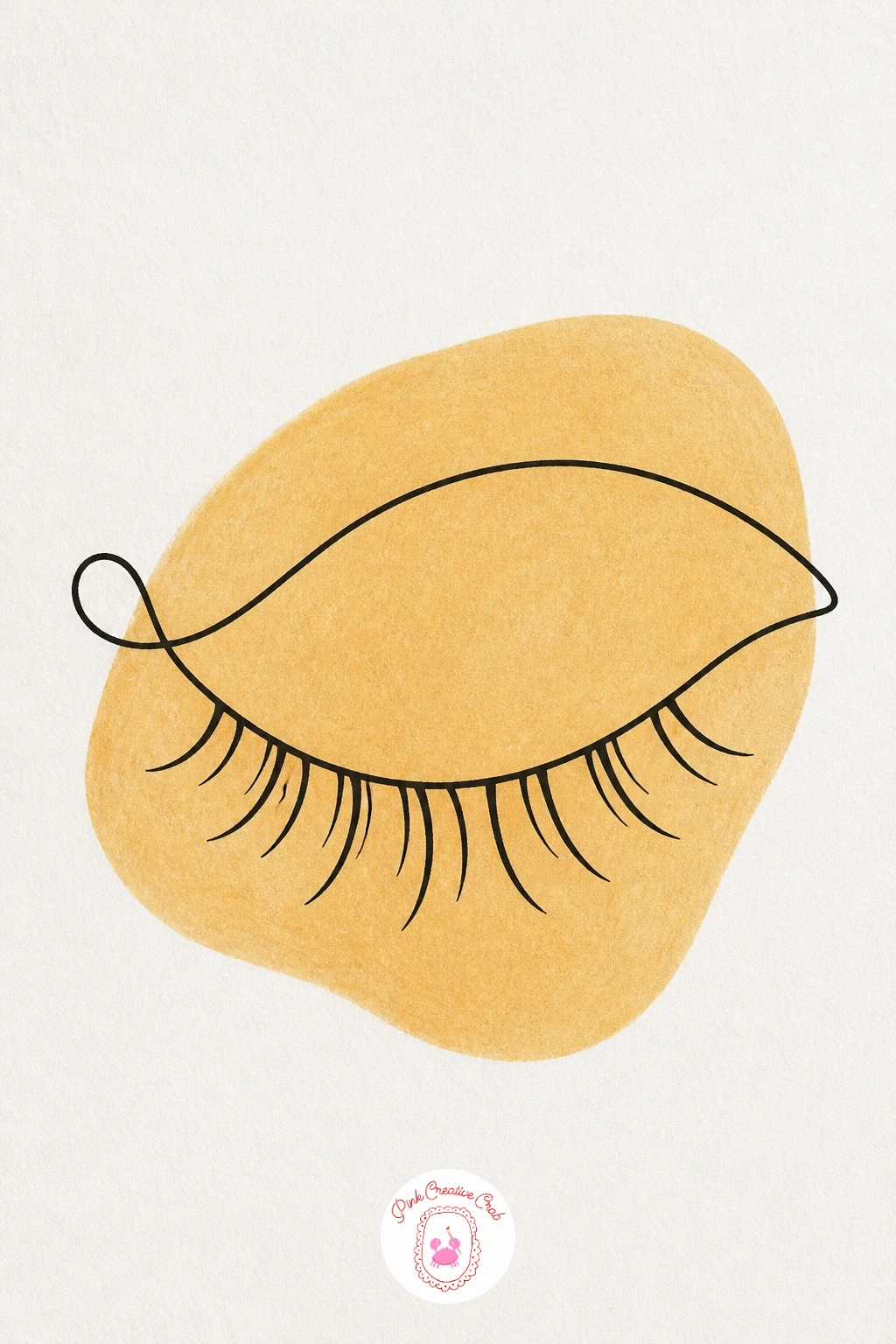 Closed Eye with Lashes — Zoom right in for a close up subject: a single closed eye with long curved lashes. One line drawing