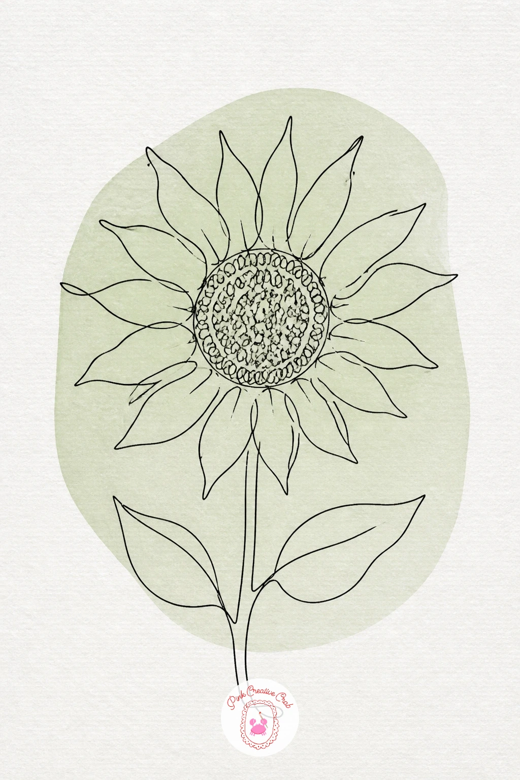 Sunflower — Brighten things up with a sunflower, its ring of pointed petals framing a textured center. One line drawing