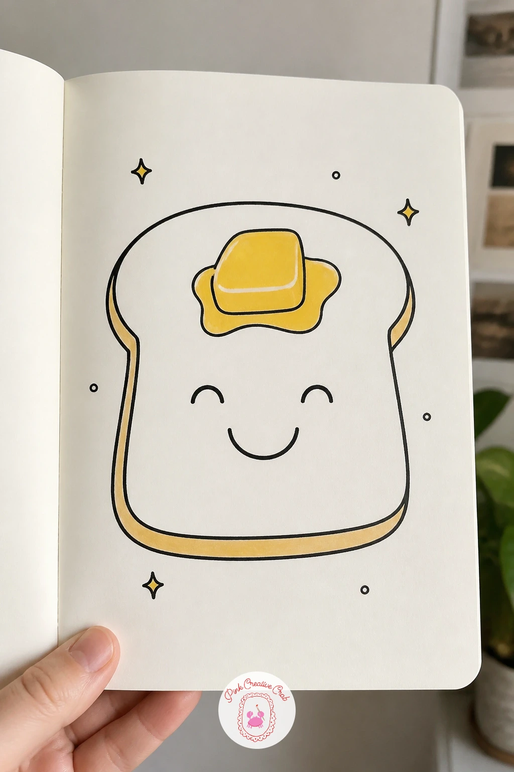 Smiling Toast With Butter — Toast is a forgiving shape to draw since bread is naturally a bit uneven anyway. Kawaii doodles