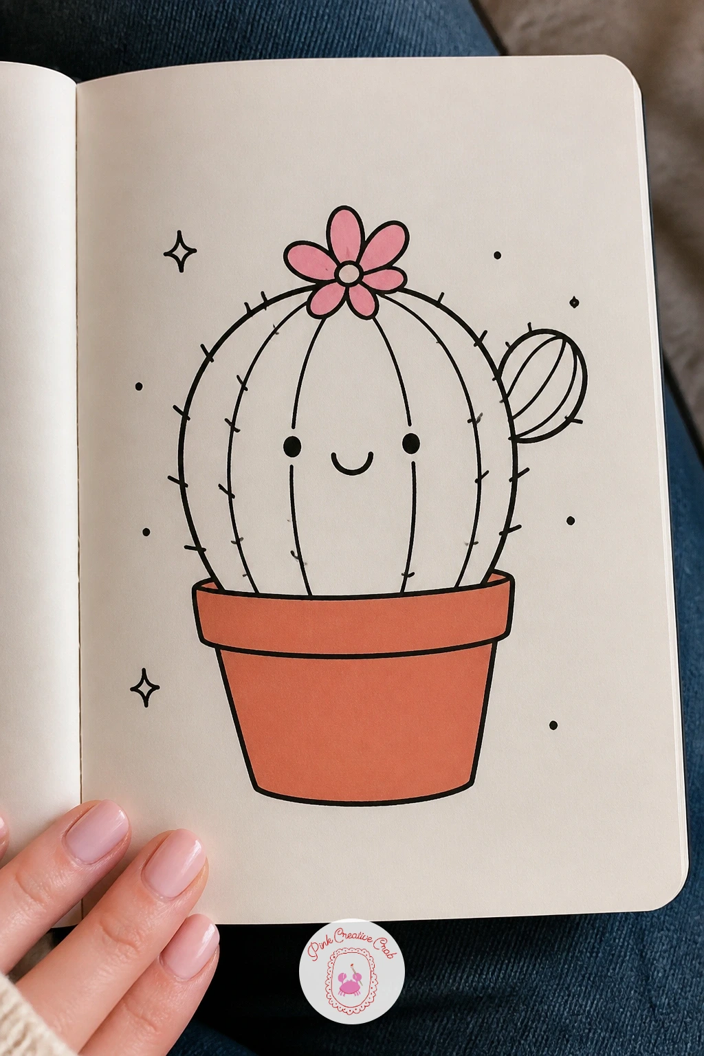 Happy Cactus In A Pot — Give your hand a short break from food shapes with a happy cactus in a pot. Kawaii doodles