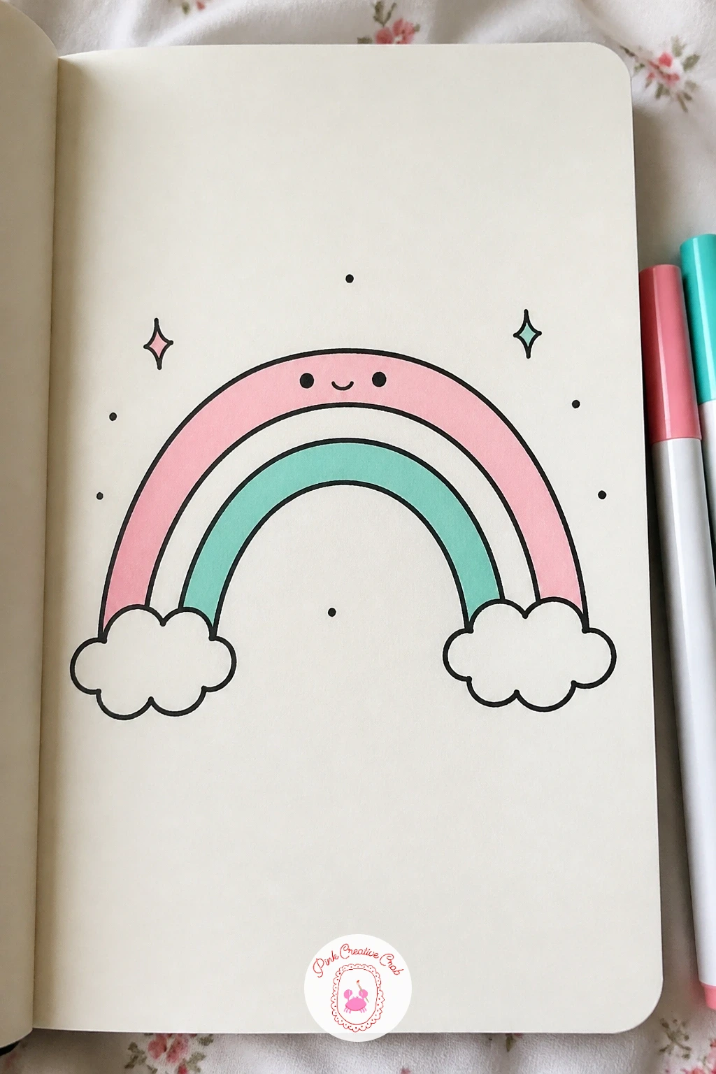 Rainbow With A Face — Rainbows are a satisfying subject because the curved bands do most of the visual work for you. Kawaii doodles